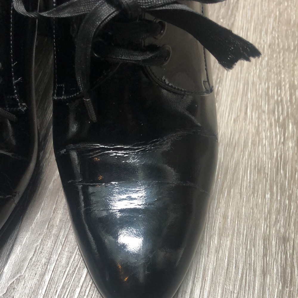 Robert Clergerie Patent Leather Oxford Lace-up Shoe Block Heel - Picture 10 of 12